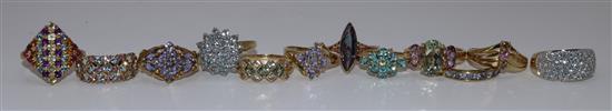 12 assorted 9ct gold gem set rings